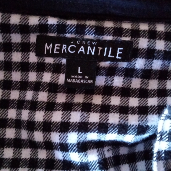J. Crew Black & White Gingham 1/2 Zip 100% Cotton Shacket Pockets Size Large - Picture 9 of 10